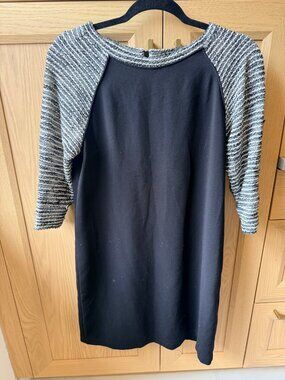 LOFT black shift dress, marled sleeves, 4